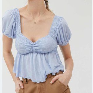 Uo Angelo Smocked Bodice Puff Sleeve Top